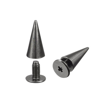 Harfington Uxcell 6x12mm Screw Back Rivets, 20 Sets Solid Leather Studs for DIY Black