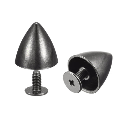 Harfington Uxcell 12x12mm Screw Back Rivets, 20 Sets Hollow Leather Studs for DIY Black
