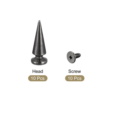 Harfington Uxcell 10x26mm Screw Back Rivets, 30 Sets Solid Leather Studs for DIY Black