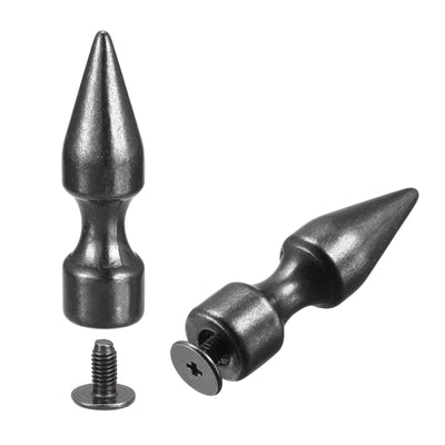 Harfington Uxcell 10x35mm Screw Back Rivets, 15 Sets Solid Leather Studs for DIY Black