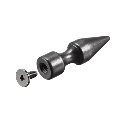 Harfington Uxcell 10x35mm Screw Back Rivets, 15 Sets Solid Leather Studs for DIY Black
