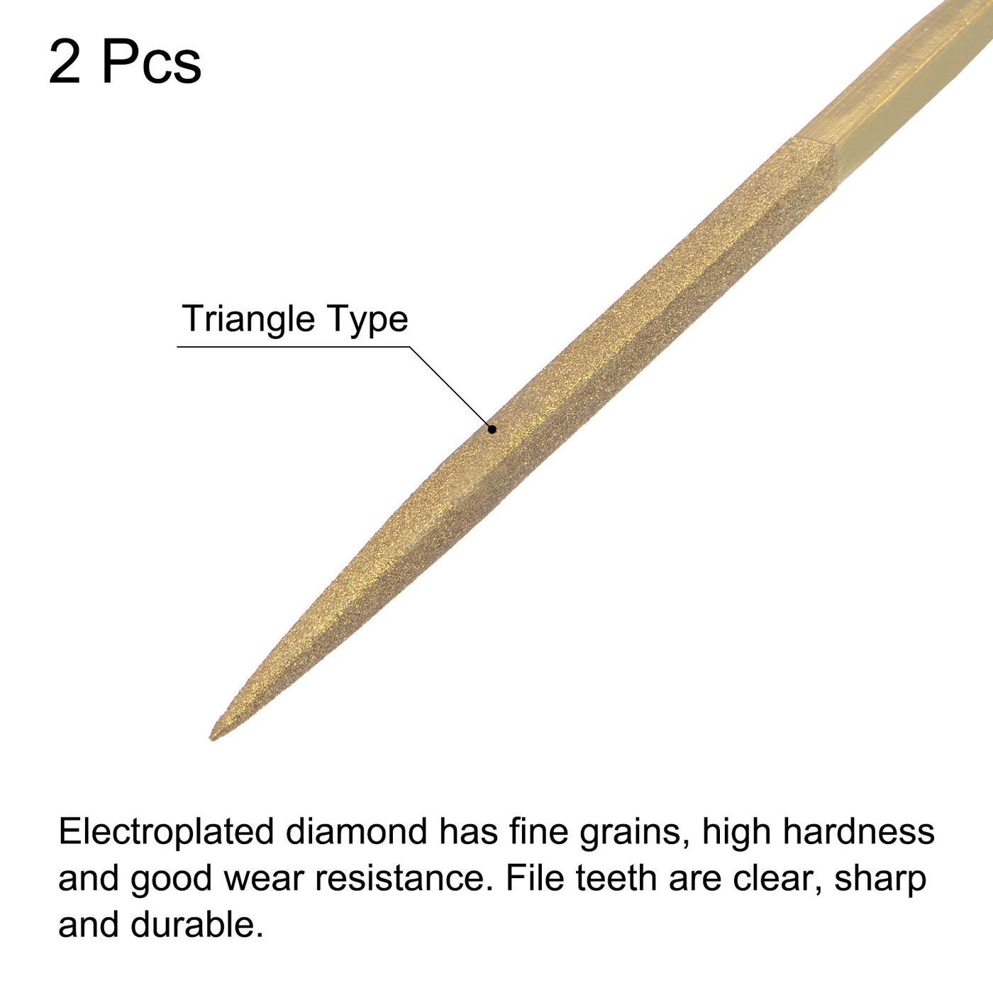 Uxcell Uxcell 5mm x 180mm Titanium Coated Triangle Diamond Needle Files with TPU Handle 2pcs