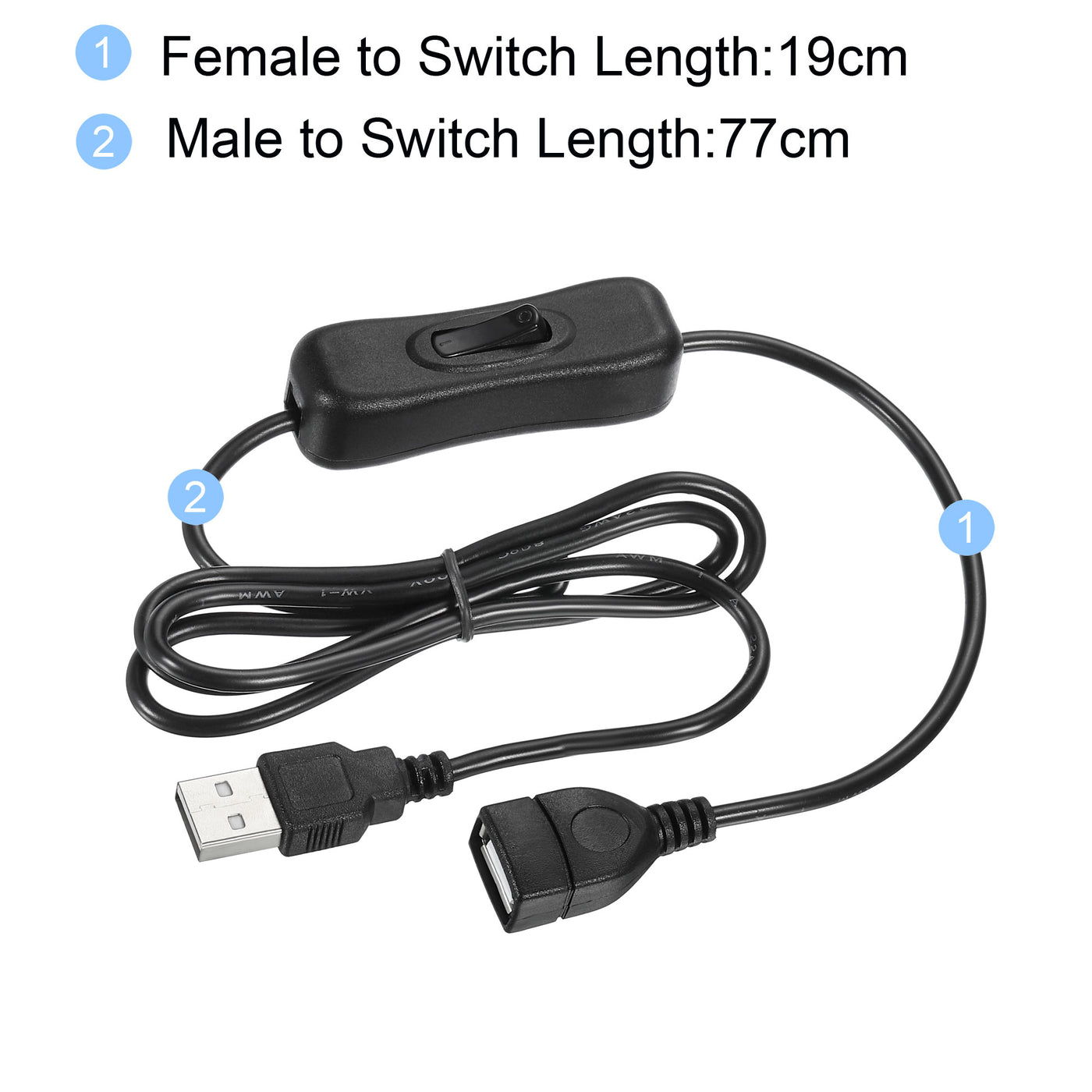 Harfington USB Cable with ON/Off Switch, USB Male to Female Extension Cord for LED Strip