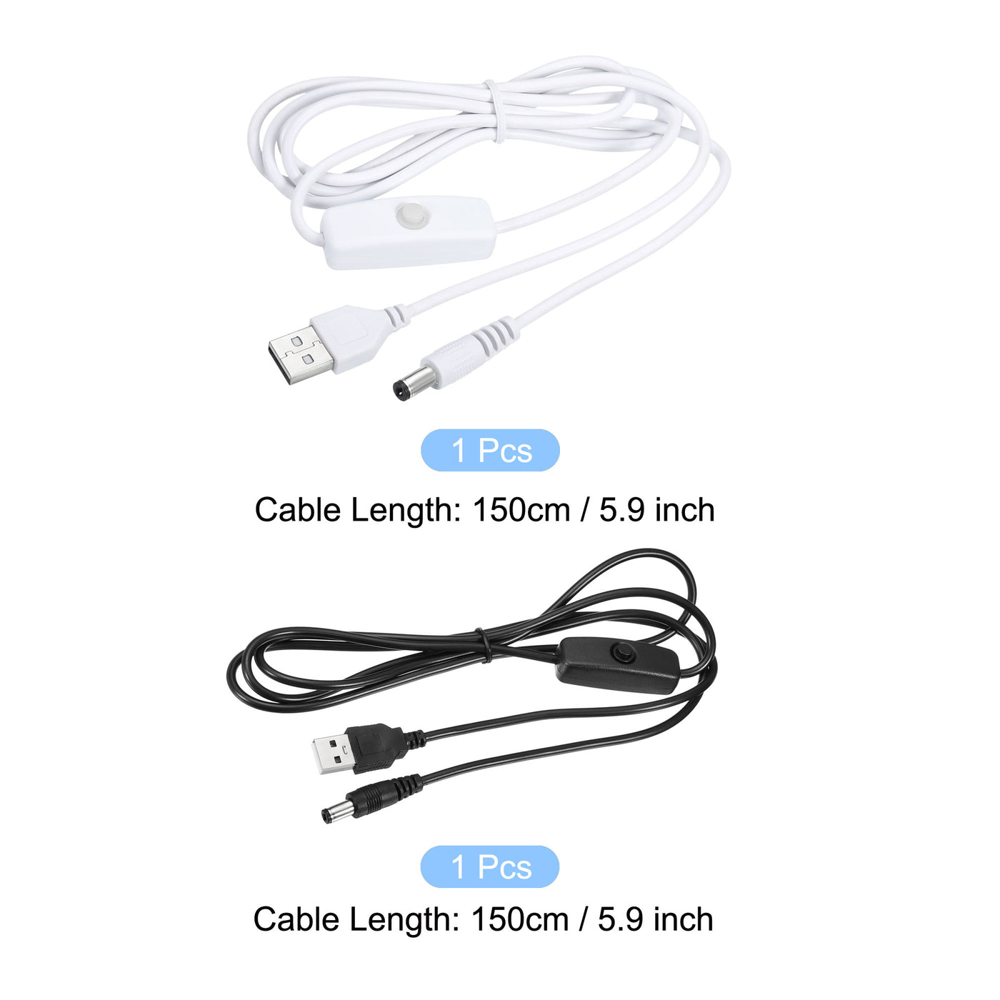 Harfington USB Cable with ON/Off Switch, USB Male to DC Male Power Cable