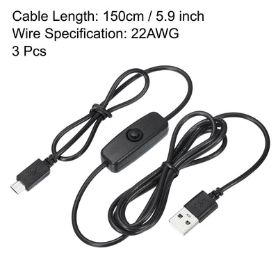 Harfington USB Cable with ON/Off Switch, USB Male to Micro USB Male Power Cable for Digital Equipment LED Desk Lamp