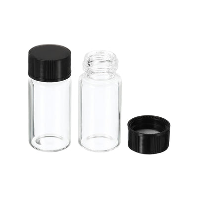 Harfington 5mL Reagent Glass Storage Bottle 10Pcs Round Plastic Screw Cap Lab Home Clear
