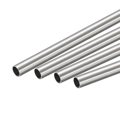 Harfington Uxcell 304 Stainless Steel Round Tube 4mm OD 0.4mm Wall Thickness 300mm Length 4 Pcs