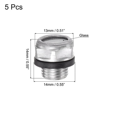 Harfington Uxcell Air Compressor Oil Level Gauge Sight Glass M10x1mm Male Thread Aluminum 5Pcs