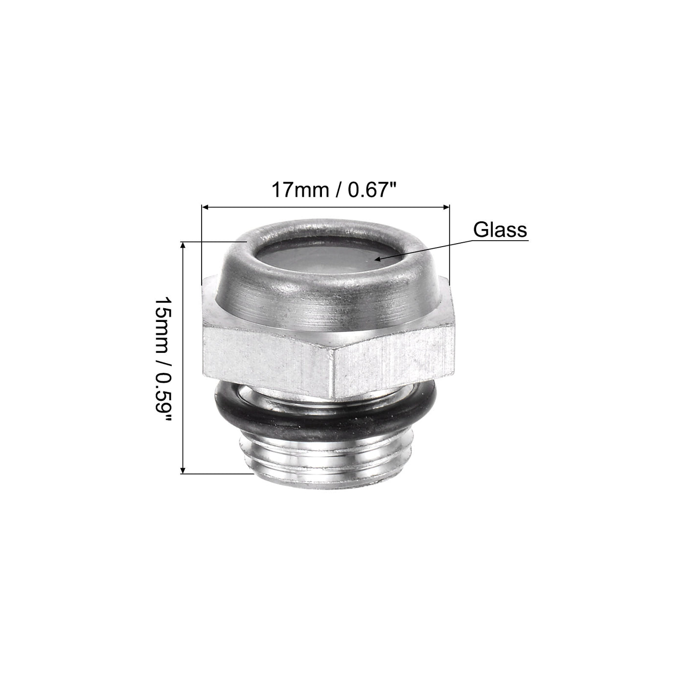 Uxcell Uxcell Air Compressor Oil Level Gauge Sight Glass M12x1.5mm Male Thread Aluminum