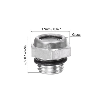 Harfington Uxcell Air Compressor Oil Level Gauge Sight Glass M12x1.5mm Male Thread Aluminum