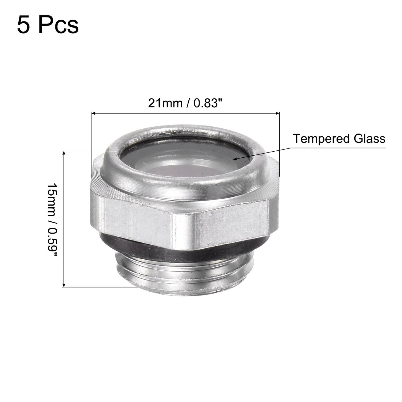 Uxcell Uxcell Air Compressor Oil Level Gauge Sight Glass M33x1.5mm Male Thread Aluminum 5Pcs