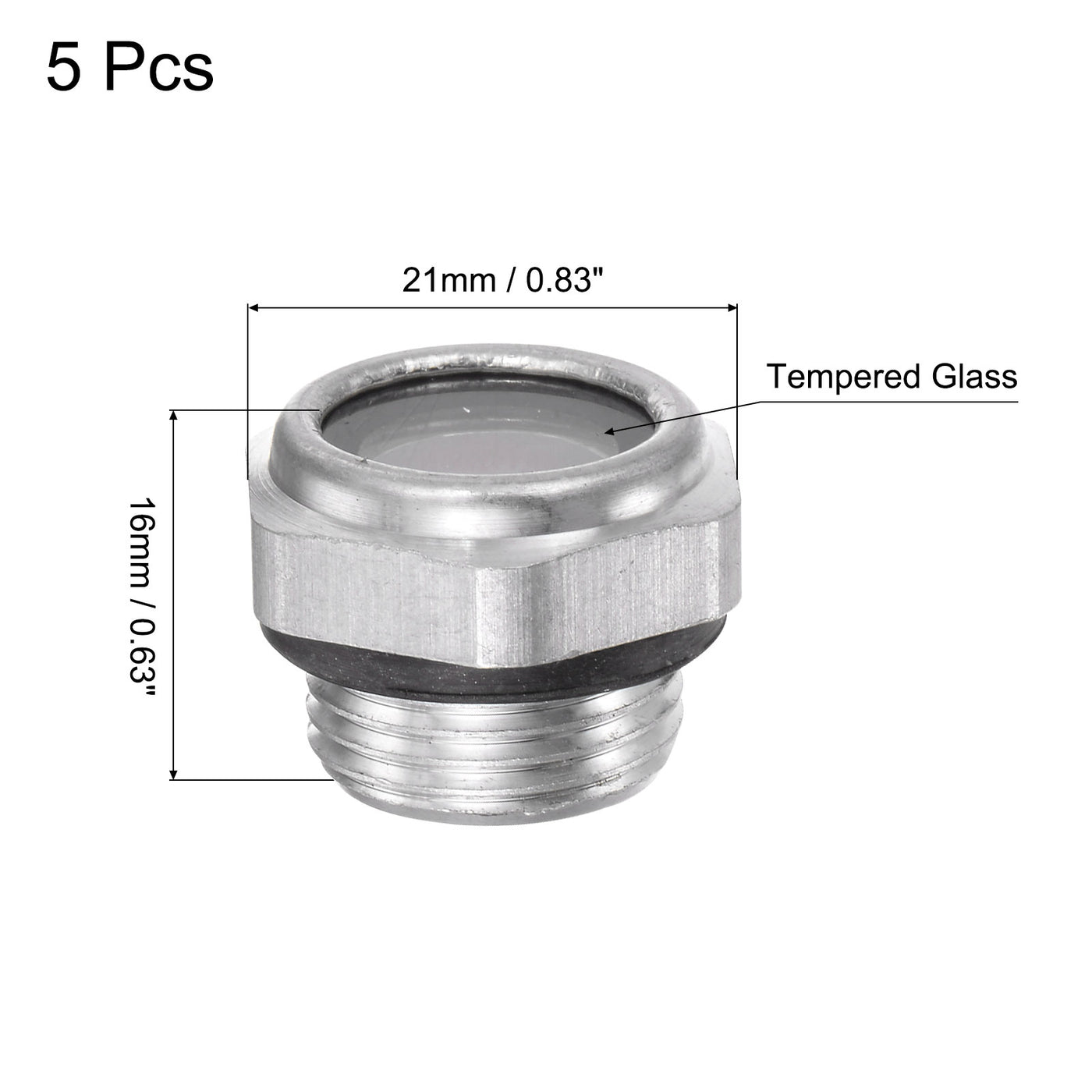 Uxcell Uxcell Air Compressor Oil Level Gauge Sight Glass G1/2" Male Thread Aluminum 5Pcs