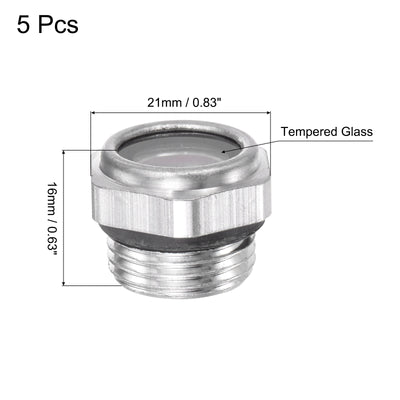 Harfington Uxcell Air Compressor Oil Level Gauge Sight Glass M33x1.5mm Male Thread Aluminum 5Pcs