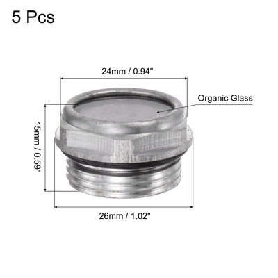Harfington Uxcell Air Compressor Oil Level Gauge Sight Glass M22x1.5mm Clear Glass 5Pcs