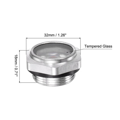 Harfington Uxcell Air Compressor Oil Level Gauge Sight Glass M24x1.5mm Male Thread Aluminum