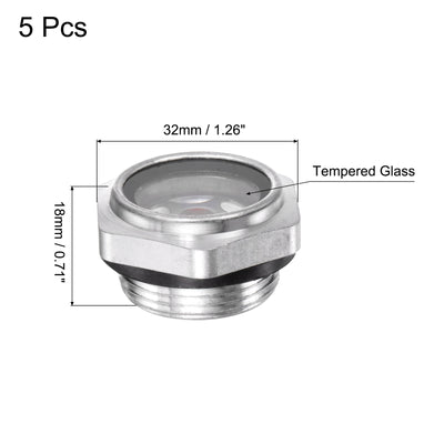 Harfington Uxcell Air Compressor Oil Level Gauge Sight Glass M26x1.5mm Male Thread Aluminum 5Pcs