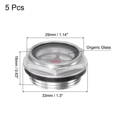 Harfington Uxcell Air Compressor Oil Level Gauge Sight Glass M27x1.5mm Clear Glass 5Pcs