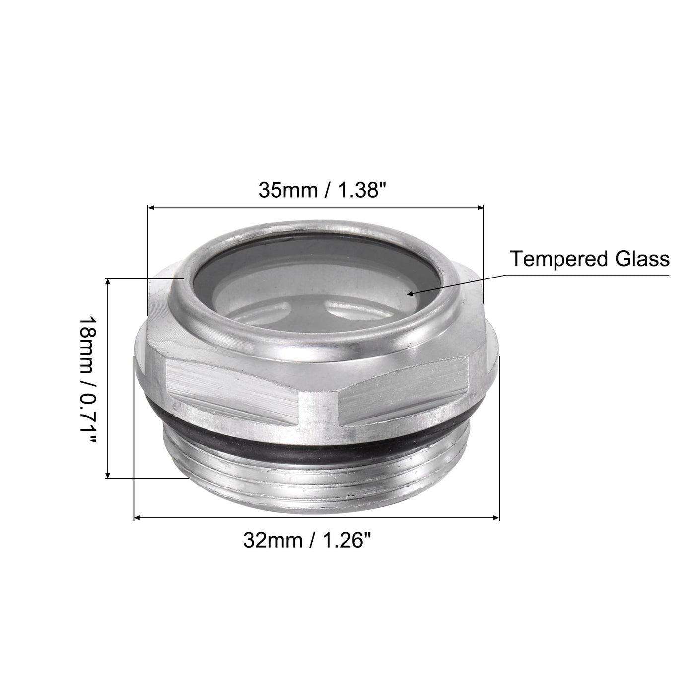 Uxcell Uxcell Air Compressor Oil Level Gauge Sight Glass M60x2mm Male Thread Aluminum