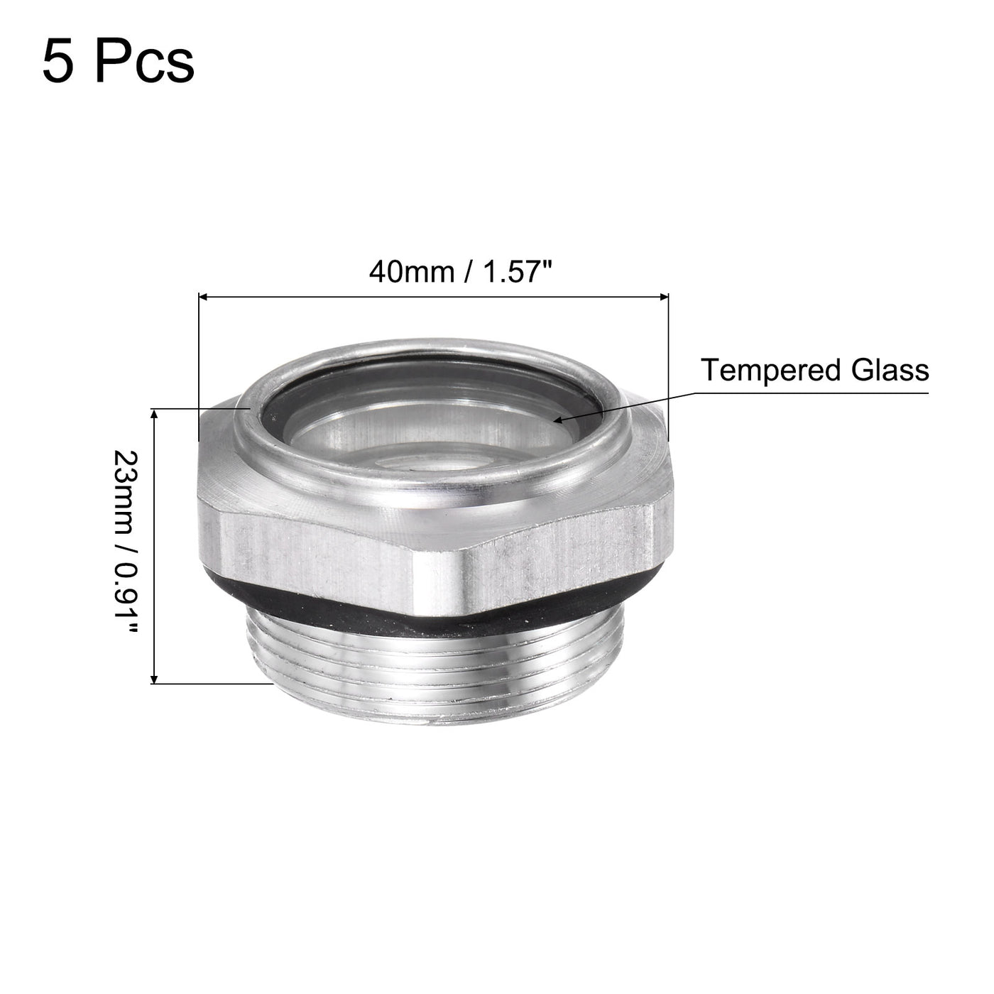 Uxcell Uxcell Air Compressor Oil Level Gauge Sight Glass M33x1.5mm Male Thread Aluminum 5Pcs