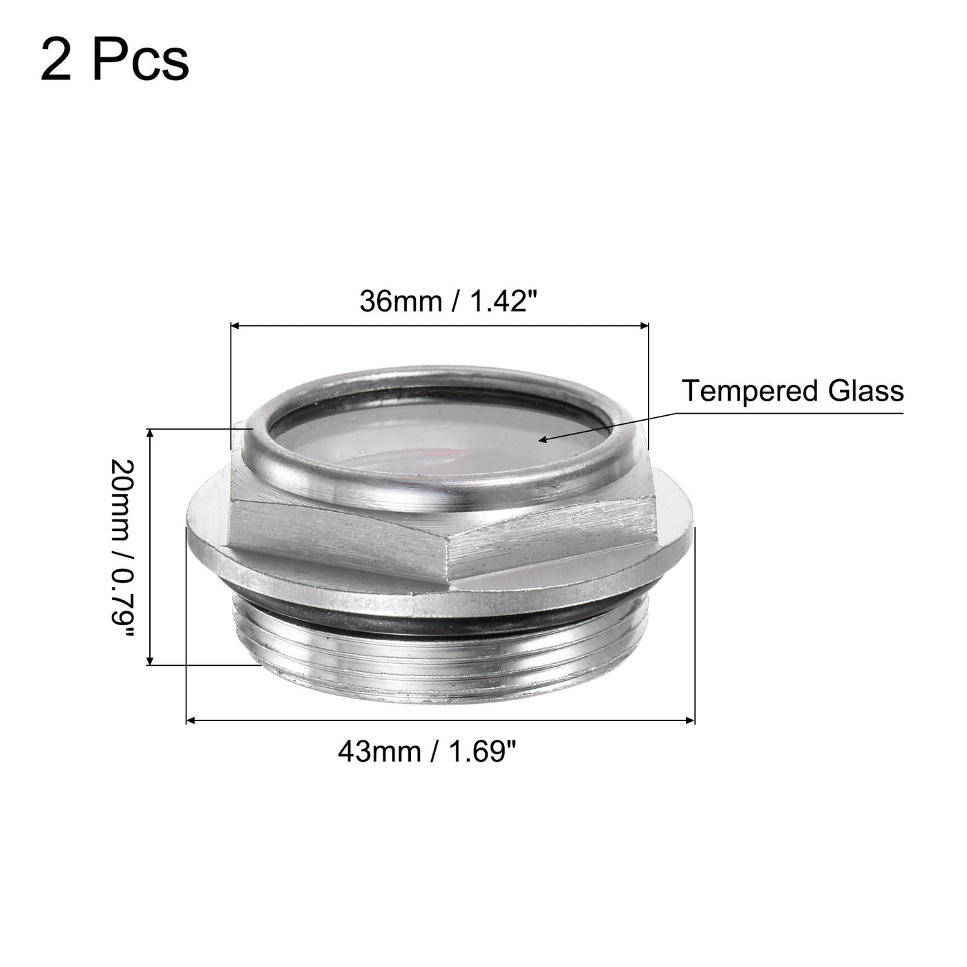 Uxcell Uxcell Air Compressor Oil Level Gauge Sight Glass M33x2mm Male Thread Aluminum 2Pcs