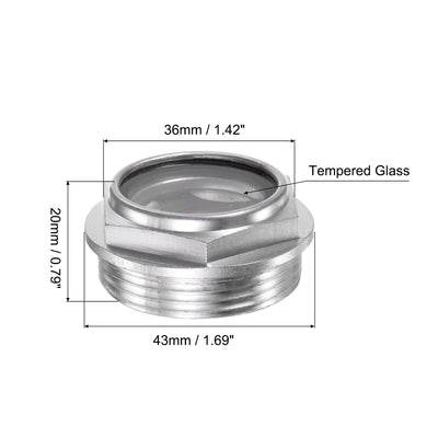 Harfington Uxcell Air Compressor Oil Level Gauge Sight Glass M33x2mm Male Thread Aluminum
