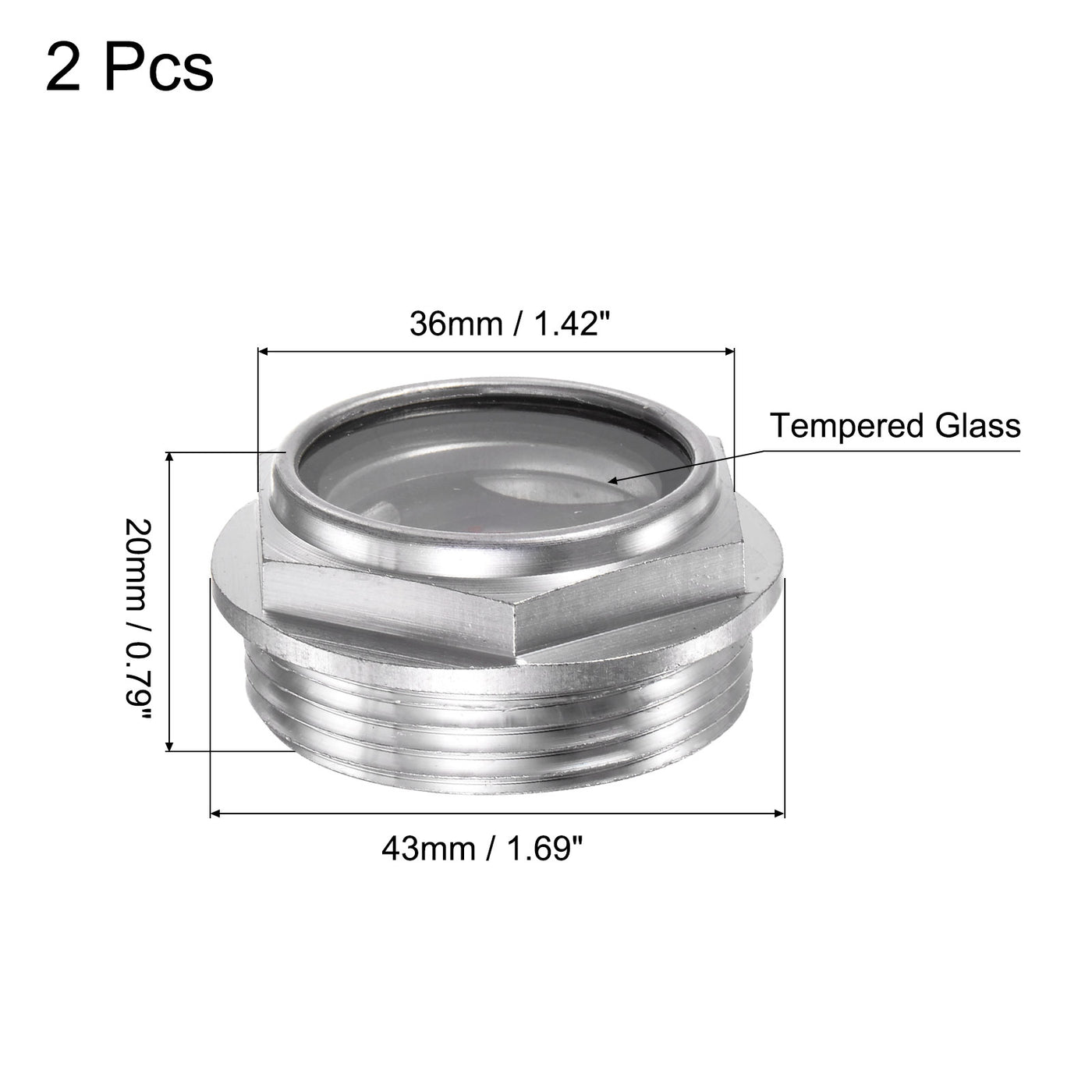 Uxcell Uxcell Air Compressor Oil Level Gauge Sight Glass M33x2mm Male Thread Aluminum 2Pcs