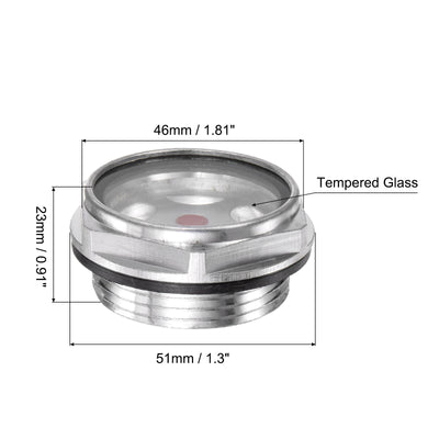 Harfington Uxcell Air Compressor Oil Level Gauge Sight Glass G1-1/2 Male Thread Aluminum