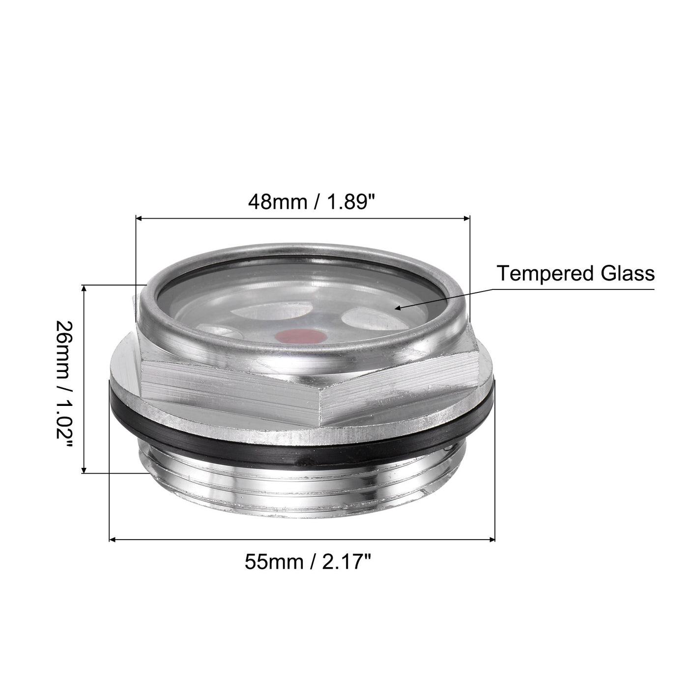 Uxcell Uxcell Air Compressor Oil Level Gauge Sight Glass G1-1/2 Male Thread Aluminum