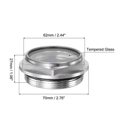 Harfington Uxcell Air Compressor Oil Level Gauge Sight Glass M60x2mm Male Thread Aluminum
