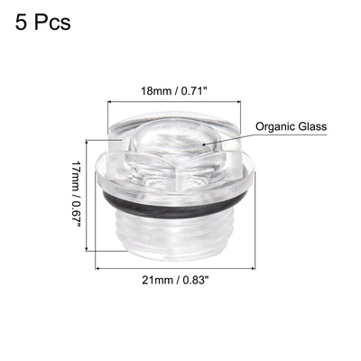 Harfington Uxcell Air Compressor Oil Level Gauge Sight Glass G3/8 Male Plexi-glass 5Pcs