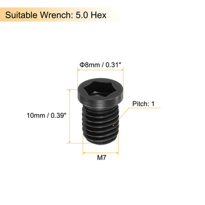 Harfington Uxcell M7x10-1 Set Screws for Carbide Insert CNC Lathe Turning Tool Holder, 5Pcs