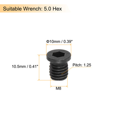 Harfington Uxcell M8x10.5-1.25 Set Screws for Carbide CNC Lathe Turning Tool, 3Pcs