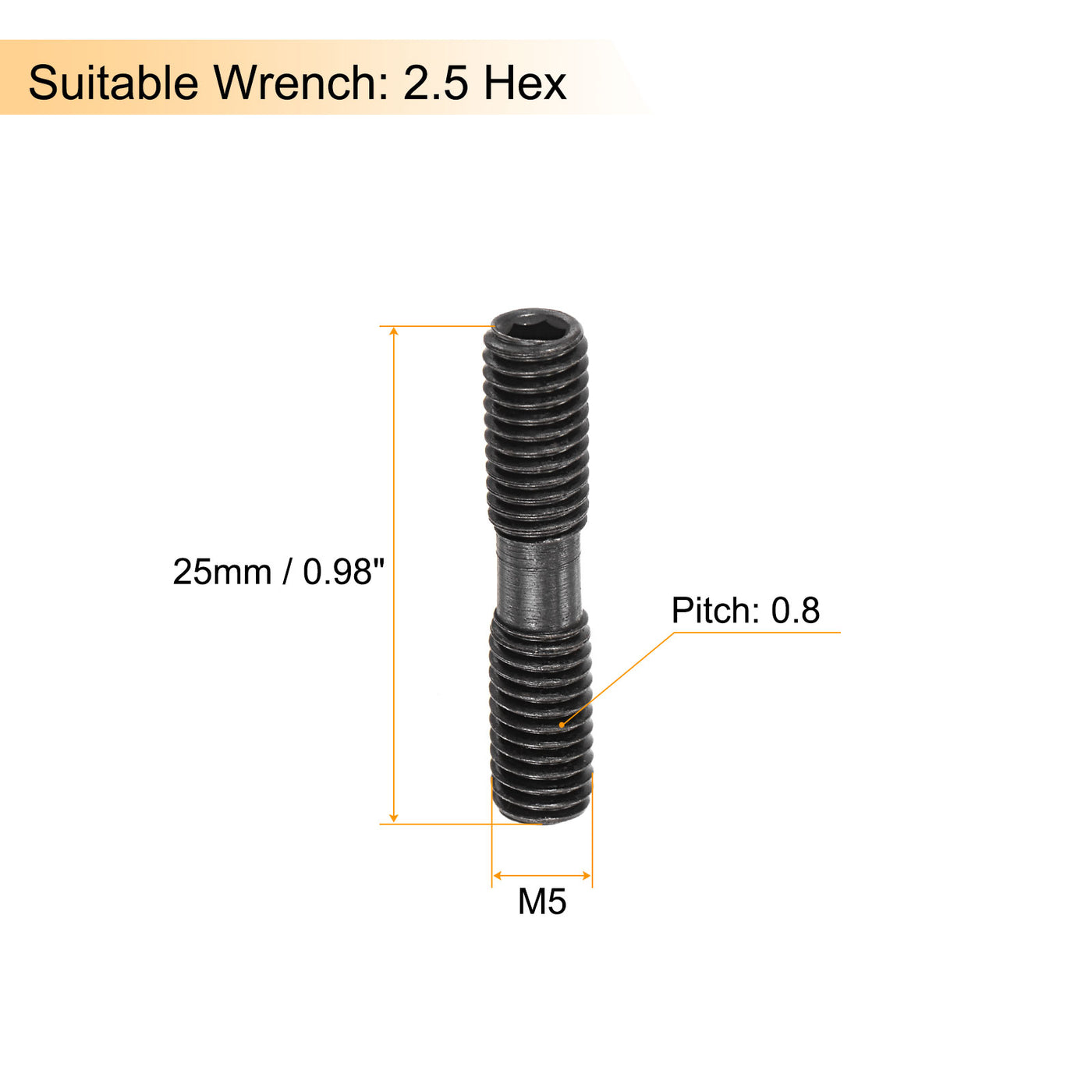 Uxcell Uxcell M5x25-0.8 Set Screws for Carbide CNC Lathe Turning Tool Holder, 10Pcs