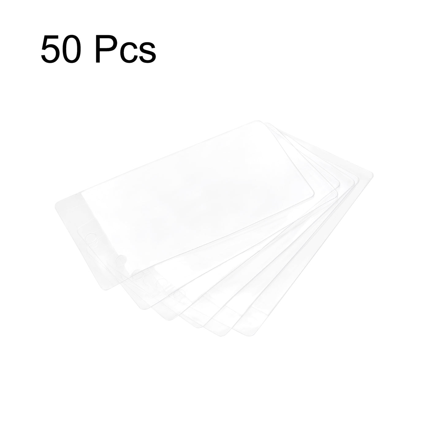 Harfington PVC Plastic Tags Bag,for Luggage Clothes Tags,35 x 85mm with Hole Clear 50Pcs