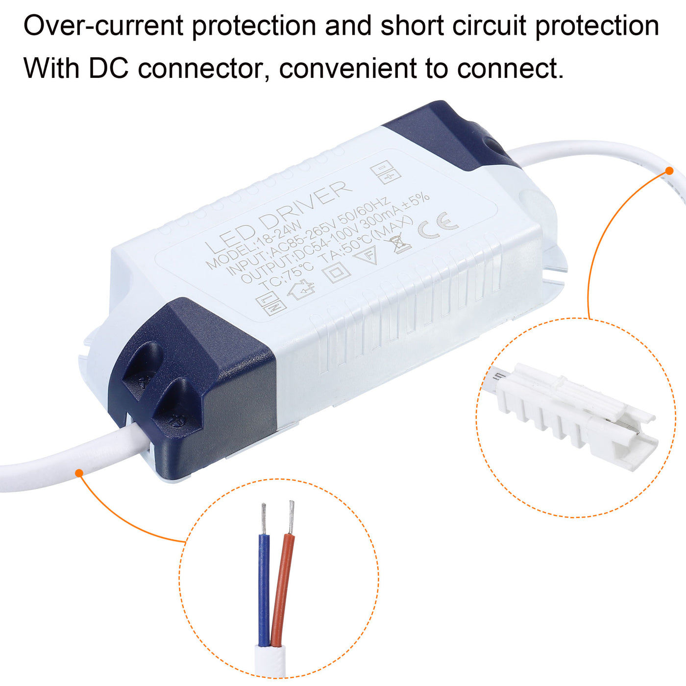 Harfington LED Driver, AC Output DC Male Connectors Constant Current Rectifier Transformer External Power Supply Ceiling Lamp