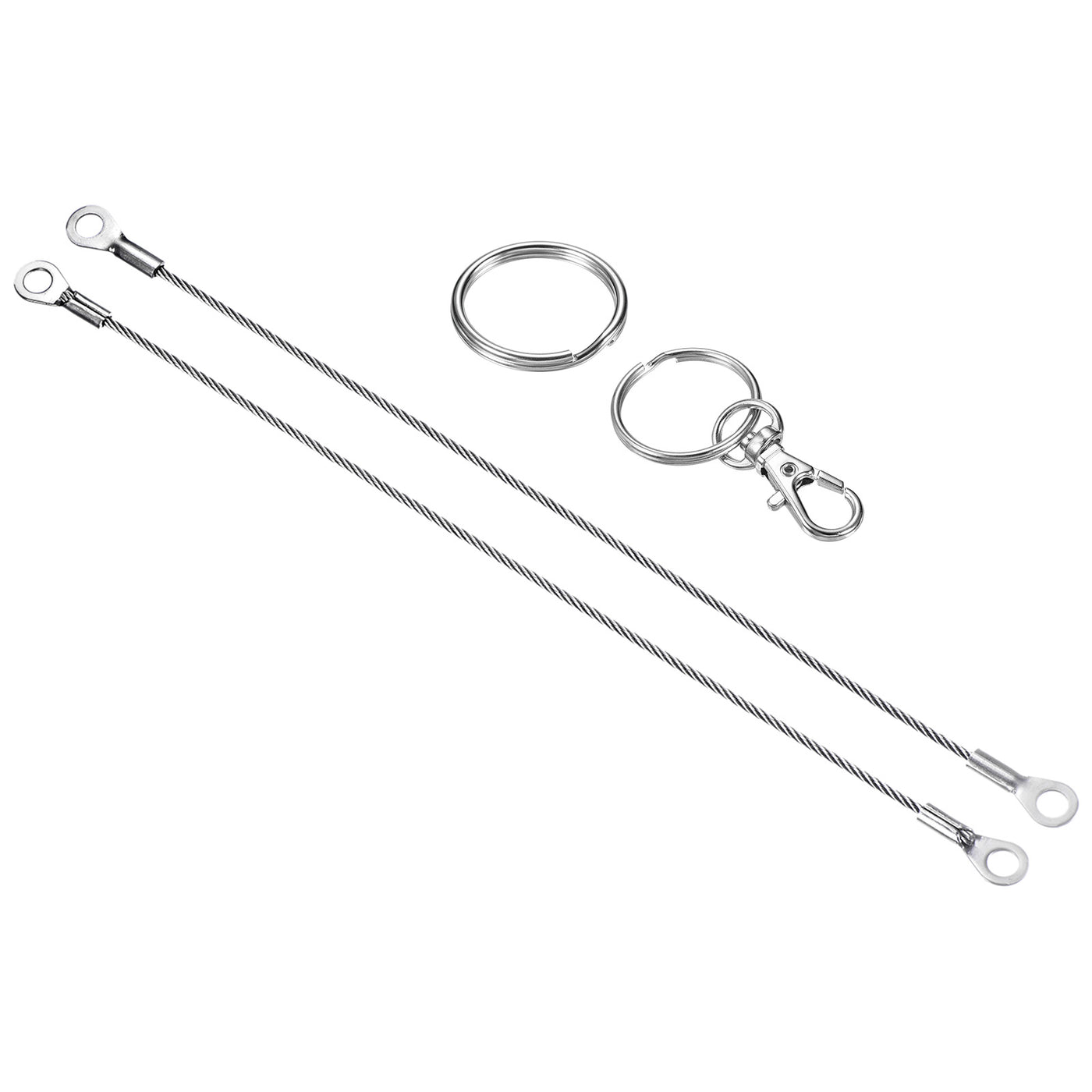 Harfington Stainless Steel Lanyards Cable Eyelets Ended Security Wire Rope with Key Ring Keychain