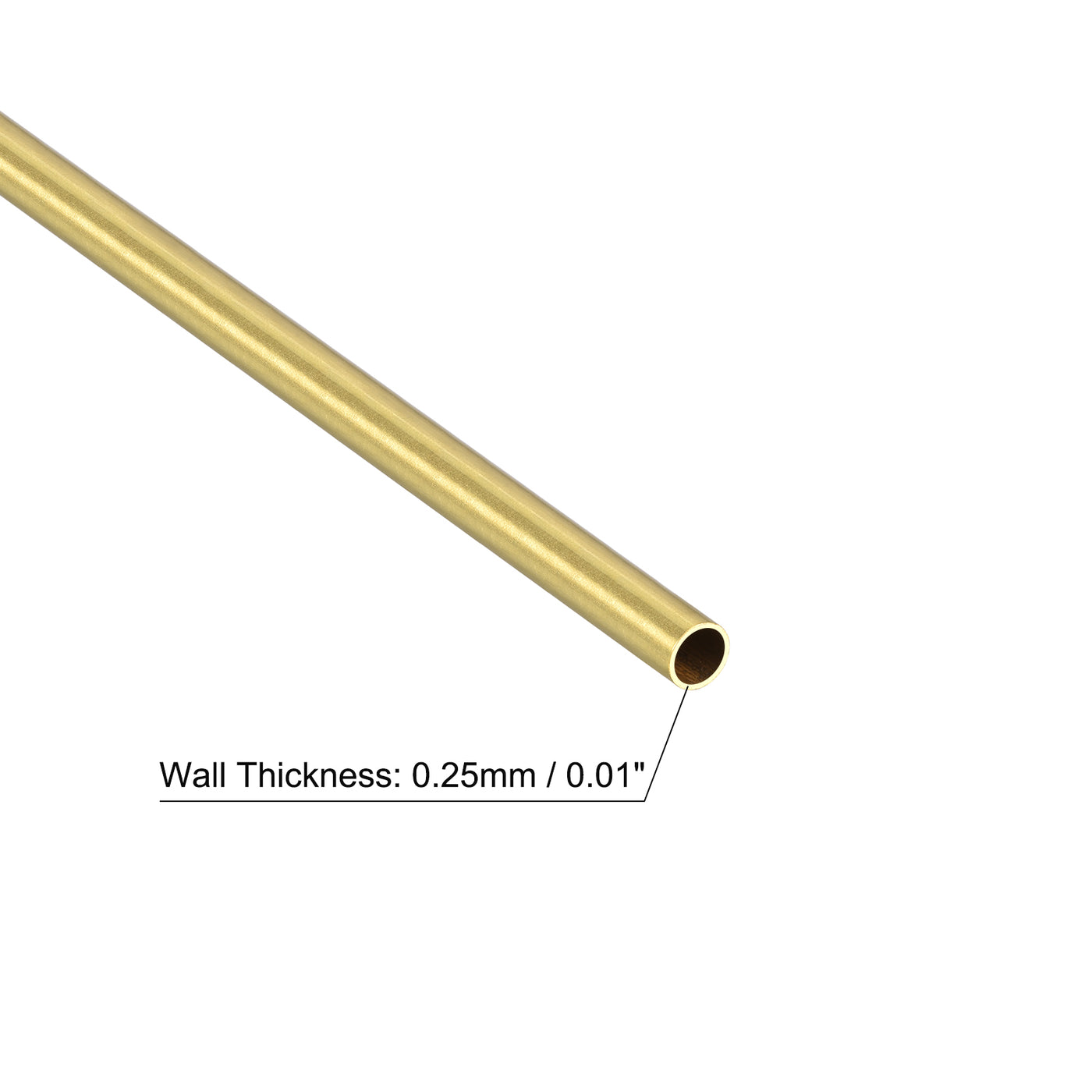 Uxcell Uxcell Brass Round Tube 1.2mm OD 0.25mm Wall Thickness 300mm Length Pipe Tubing 8 Pcs
