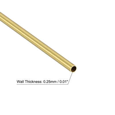Harfington Uxcell Brass Round Tube 1.2mm OD 0.25mm Wall Thickness 300mm Length Pipe Tubing 8 Pcs