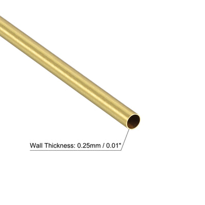 Harfington Uxcell Brass Round Tube 1.2mm OD 0.25mm Wall Thickness 300mm Length Pipe Tubing 5 Pcs