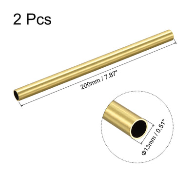 Harfington Uxcell Brass Round Tube 11mm OD 1mm Wall Thickness 200mm Length Pipe Tubing 2 Pcs