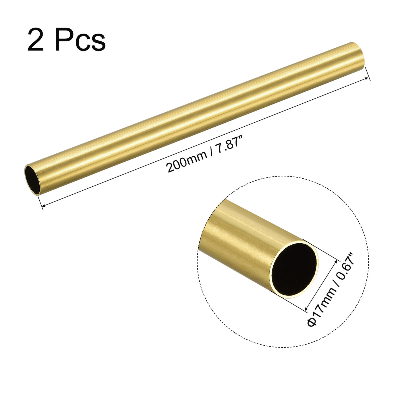 Uxcell Uxcell Brass Round Tube 11mm OD 1mm Wall Thickness 200mm Length Pipe Tubing 2 Pcs
