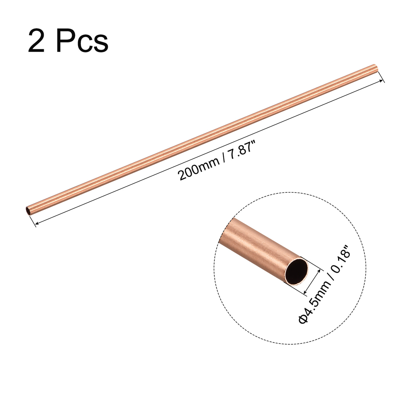 Uxcell Uxcell Copper Round Tube 6mm OD 1.5mm Wall Thickness 300mm Length Pipe Tubing 2 Pcs
