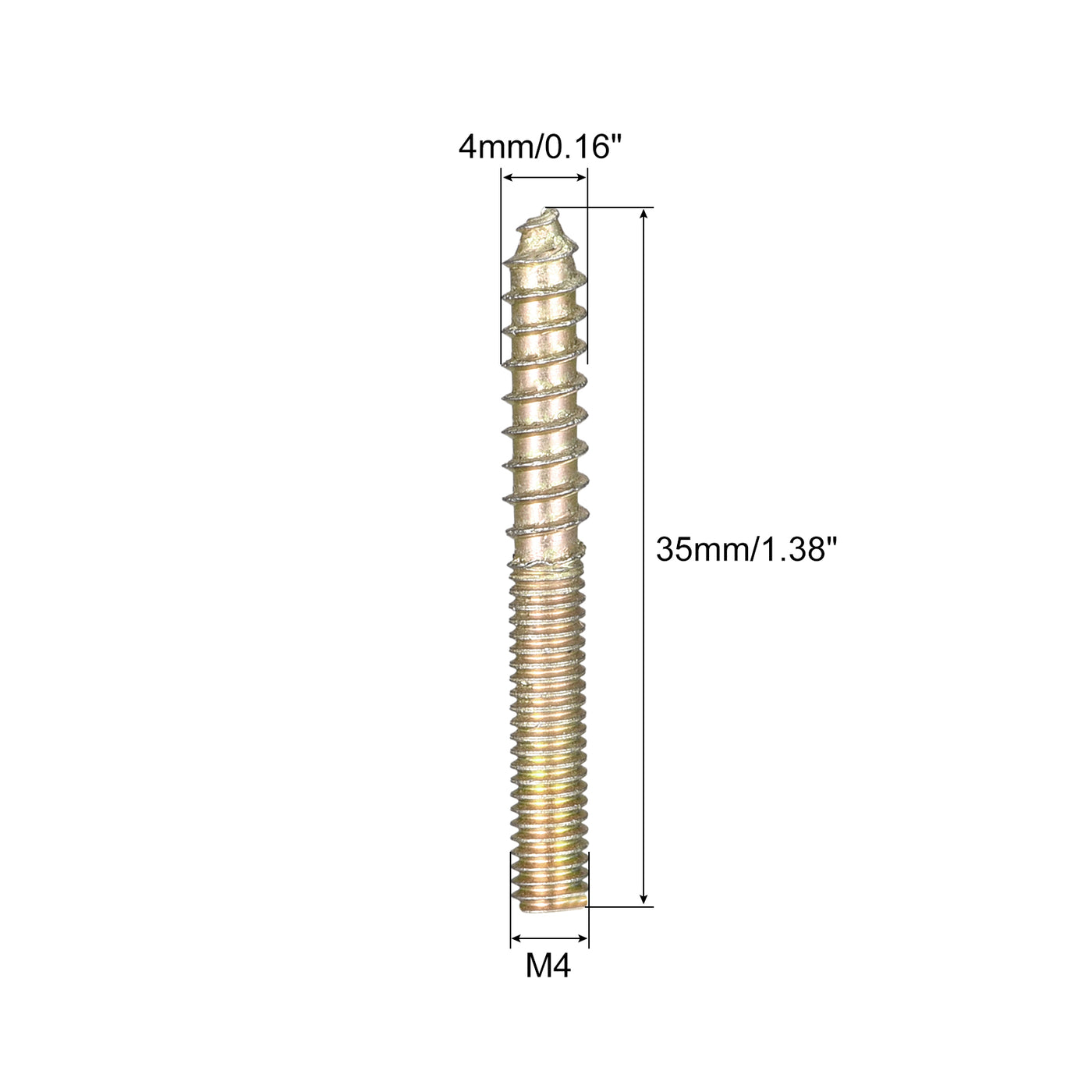 Uxcell Uxcell M4x40mm Hanger Bolts, 50pcs Double Ended Thread Dowel Screws for Wood Furniture