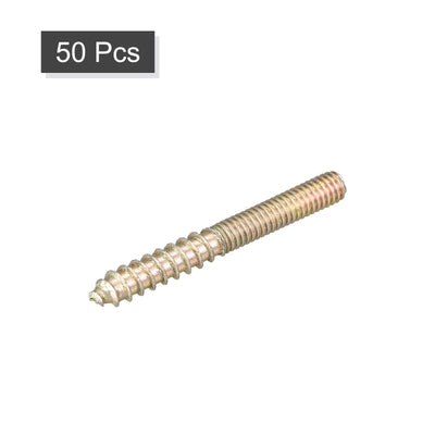 Harfington Uxcell M4x40mm Hanger Bolts, 50pcs Double Ended Thread Dowel Screws for Wood Furniture