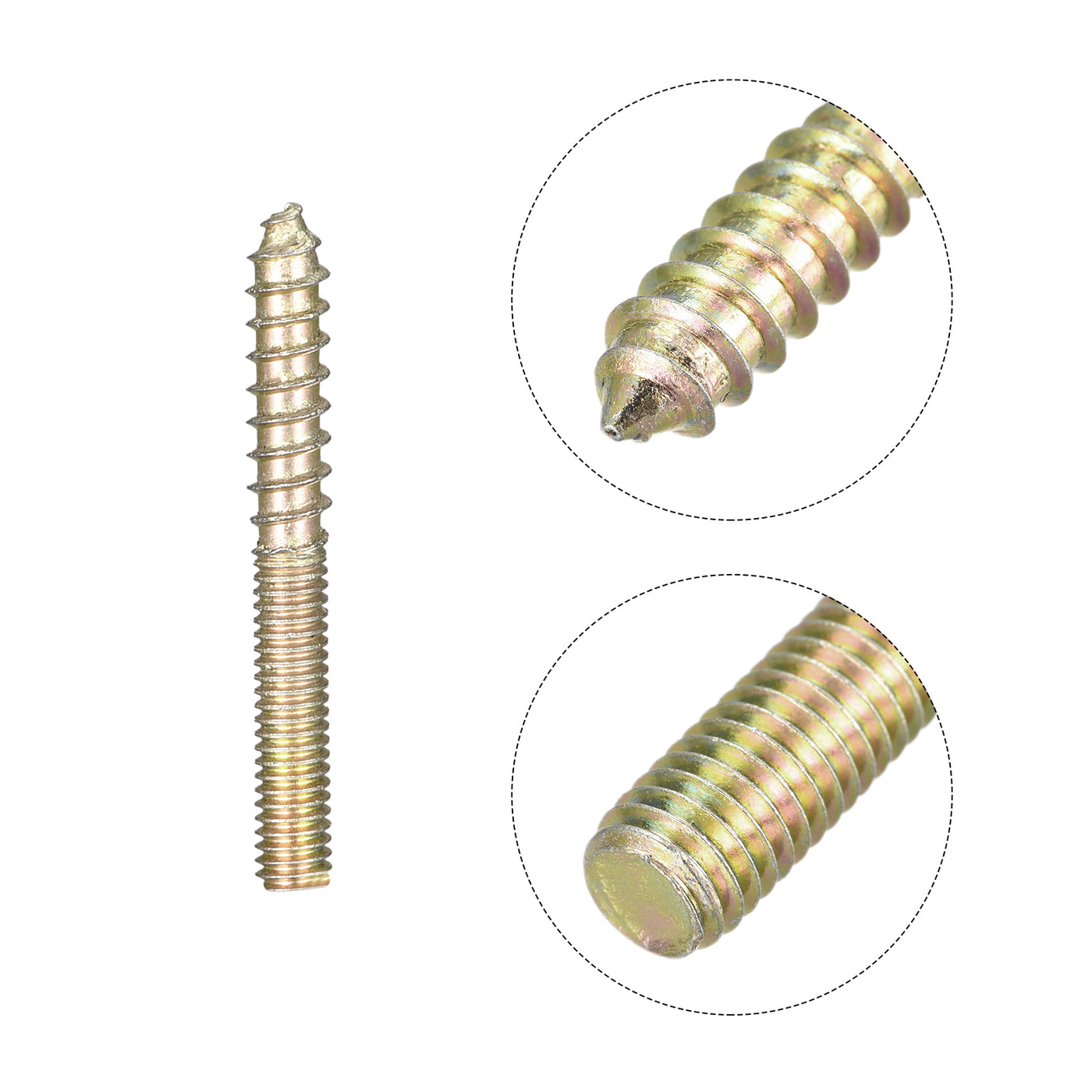 Uxcell Uxcell M6x35mm Hanger Bolts, 24pcs Double Ended Thread Dowel Screws for Wood Furniture