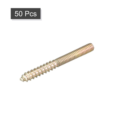 Harfington Uxcell M4x40mm Hanger Bolts, 50pcs Double Ended Thread Dowel Screws for Wood Furniture