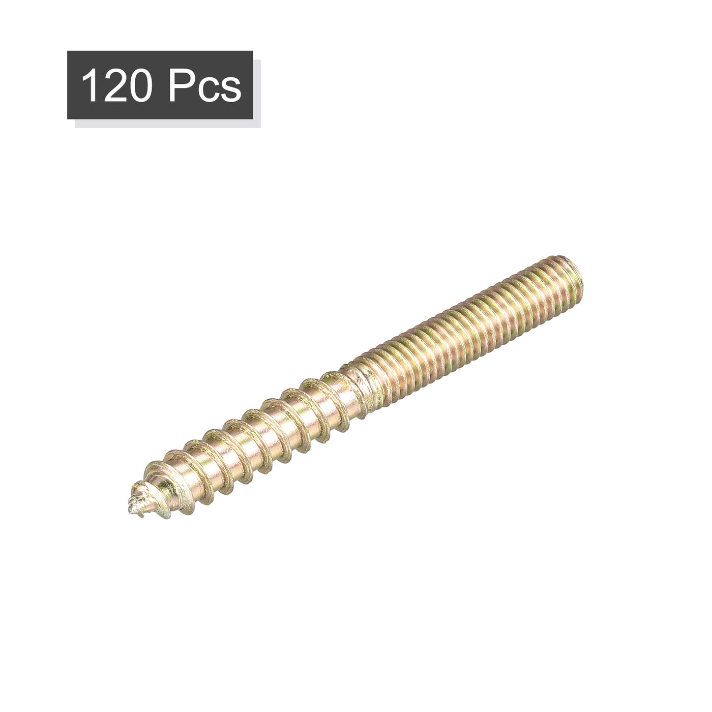 Uxcell Uxcell M6x25mm Hanger Bolts, 120pcs Double Ended Thread Dowel Screws for Wood Furniture