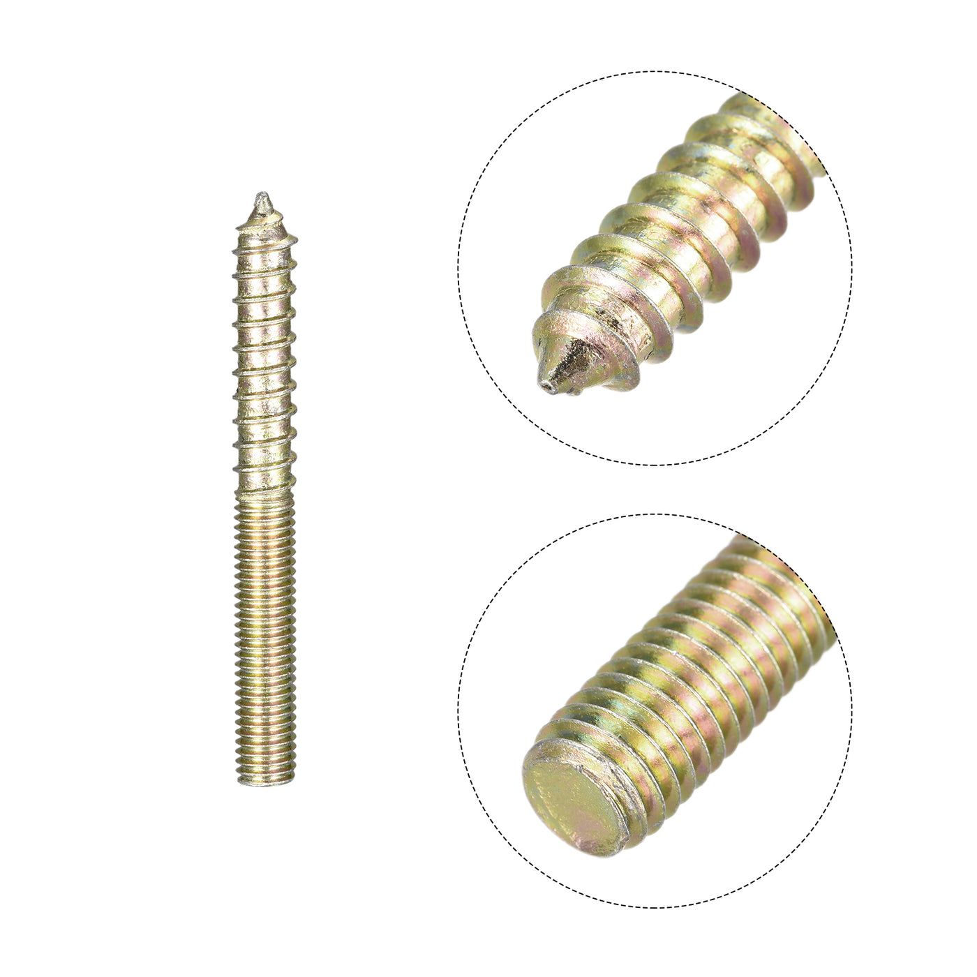 Uxcell Uxcell M8x80mm Hanger Bolts, 8pcs Double Ended Thread Dowel Screws for Wood Furniture