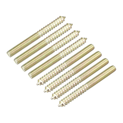 Harfington Uxcell M8x80mm Hanger Bolts, 8pcs Double Ended Thread Dowel Screws for Wood Furniture