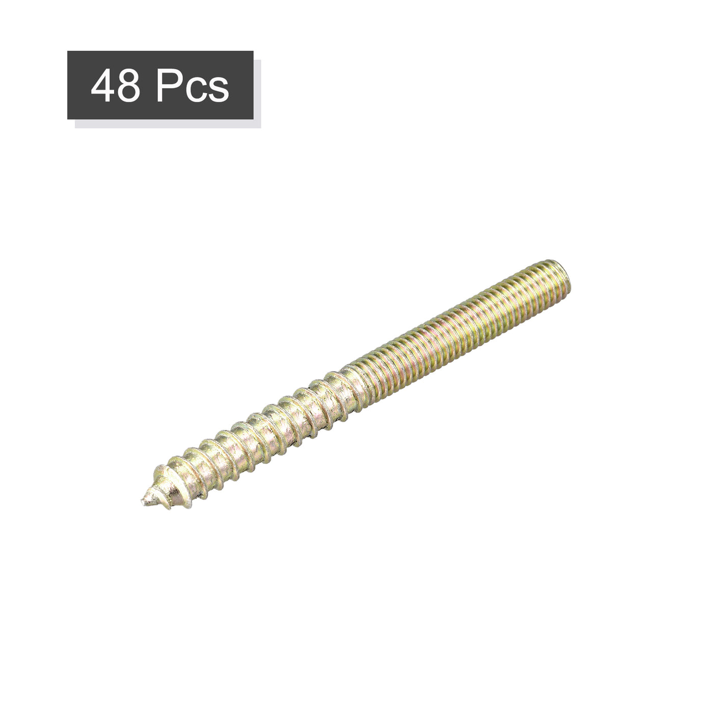 Uxcell Uxcell M8x80mm Hanger Bolts, 48pcs Double Ended Thread Dowel Screws for Wood Furniture